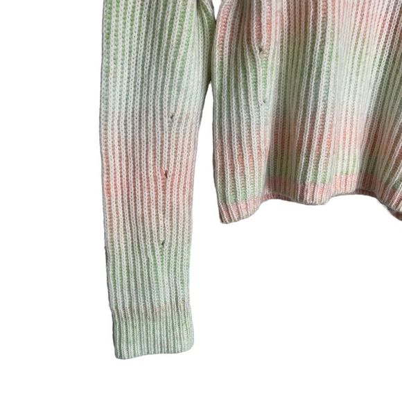 La Ligne Ribbed Space Dye Crew Pullover Sweater Cream Peach Seafoam Size Large - Picture 13 of 16